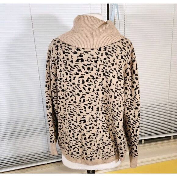 Rachel Zoe $262 XL Leopard Print Cowlneck Super Soft Tunic Sweater - Picture 4 of 8